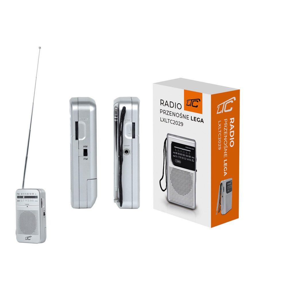 LTC portable pocket radio LEGA, AM/FM, mini jack, silver