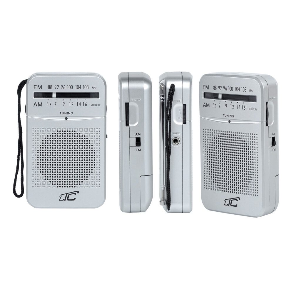 LTC portable pocket radio LEGA, AM/FM, mini jack, silver
