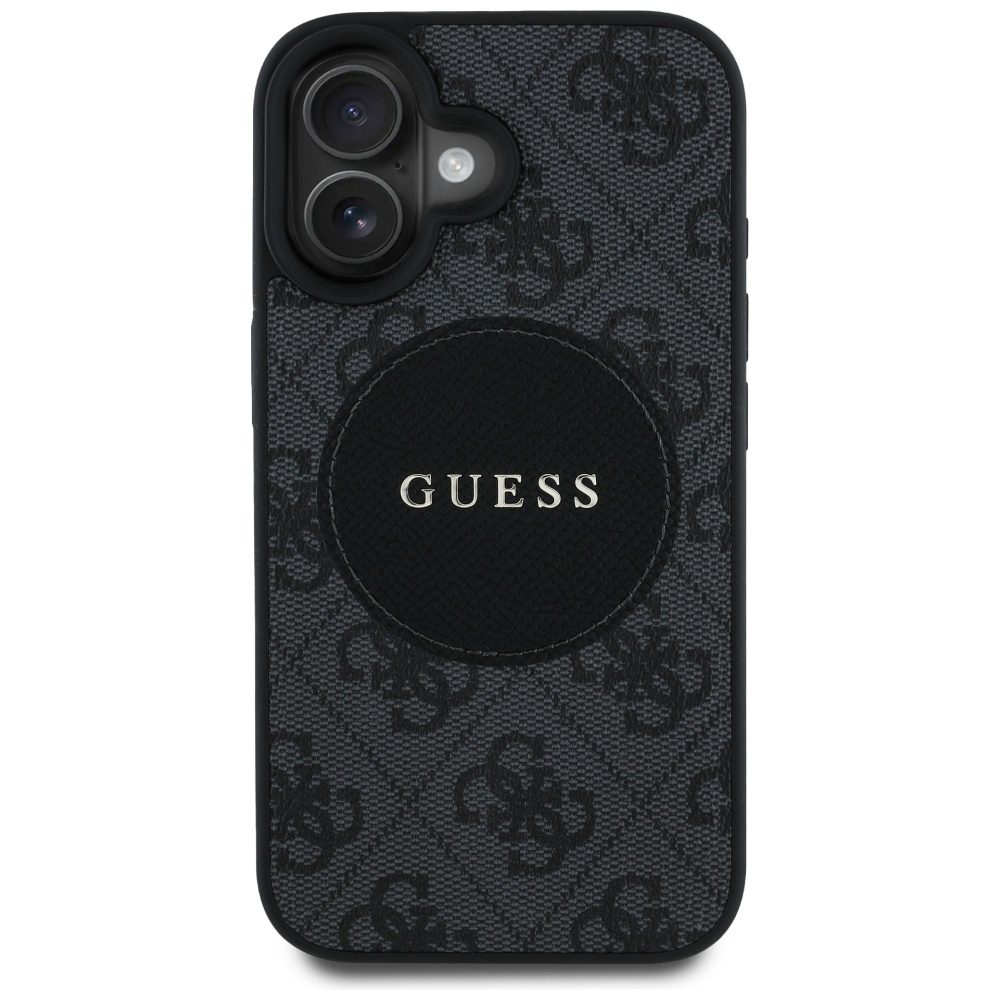 Guess HC MagSafe PU 4G Circle with Classic Logo case for iPhone 16 Black