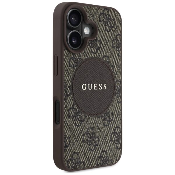 448472_oryg Guess HC MagSafe PU 4G Circle with Classic Logo case for iPhone 16 Brown