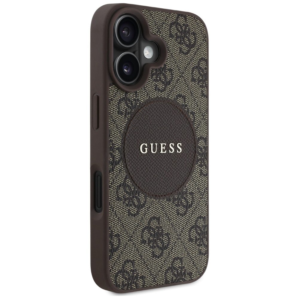 448472_oryg Guess HC MagSafe PU 4G Circle with Classic Logo case for iPhone 16 Brown