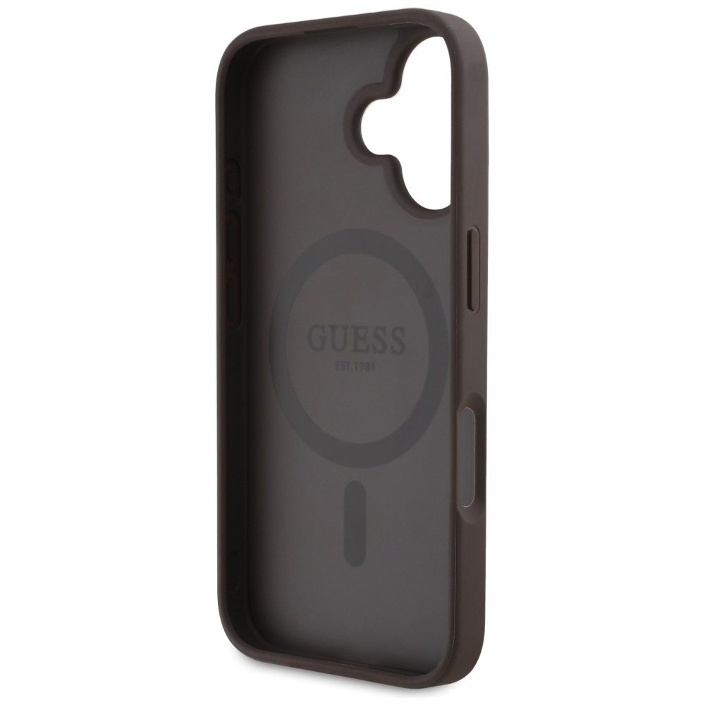 448475_oryg Guess HC MagSafe PU 4G Circle with Classic Logo case for iPhone 16 Brown
