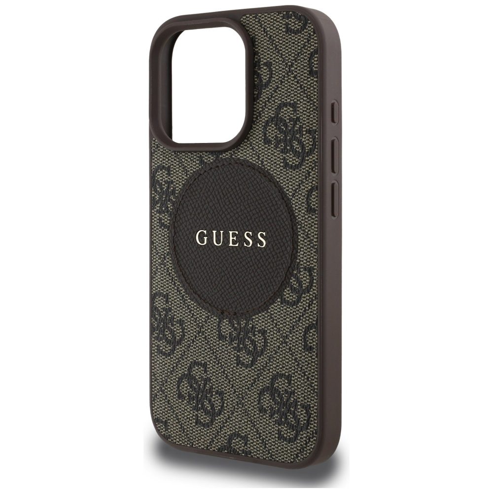 Guess HC MagSafe PU 4G Circle with Classic Logo case for iPhone 16 Pro Max Brown