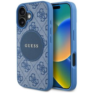 Guess HC MagSafe PU 4G Circle with Classic Logo case for iPhone 16 Blue