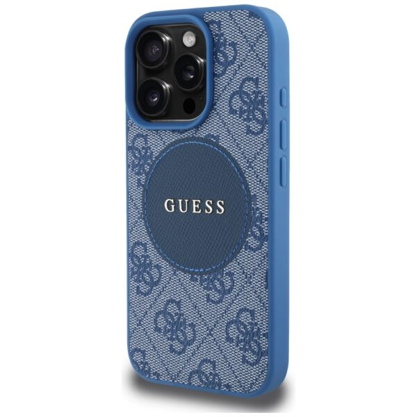 Guess HC MagSafe PU 4G Circle with Classic Logo case for iPhone 16 Pro Blue