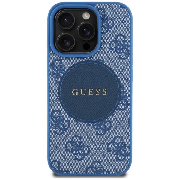 Guess HC MagSafe PU 4G Circle with Classic Logo case for iPhone 16 Pro Blue