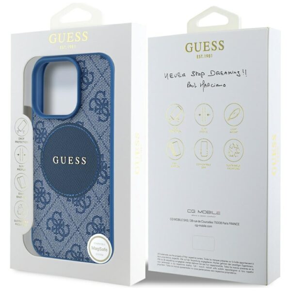Guess HC MagSafe PU 4G Circle with Classic Logo case for iPhone 16 Pro Blue