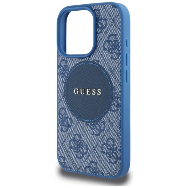 Guess HC MagSafe PU 4G Circle with Classic Logo case for iPhone 16 Pro Max Blue