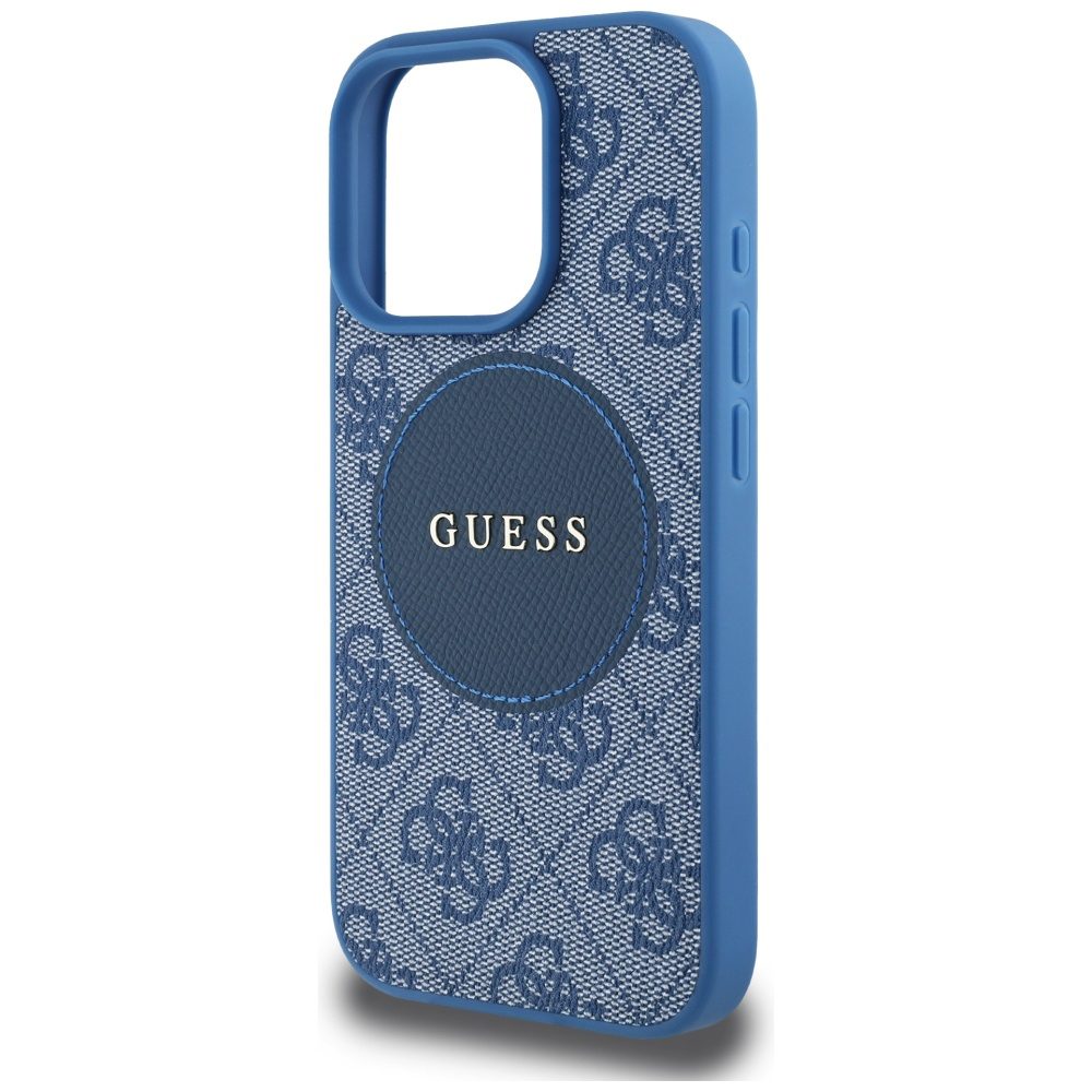 Guess HC MagSafe PU 4G Circle with Classic Logo case for iPhone 16 Pro Max Blue