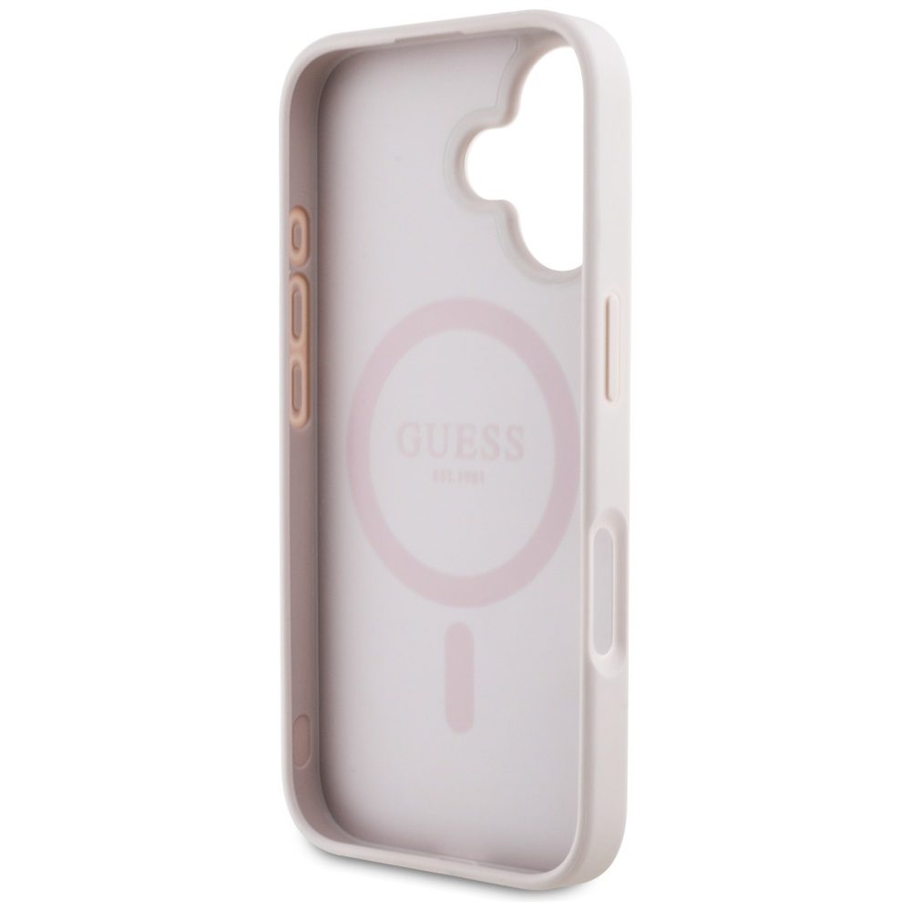 448523_oryg Guess HC MagSafe PU 4G Circle with Classic Logo case for iPhone 16 Pink
