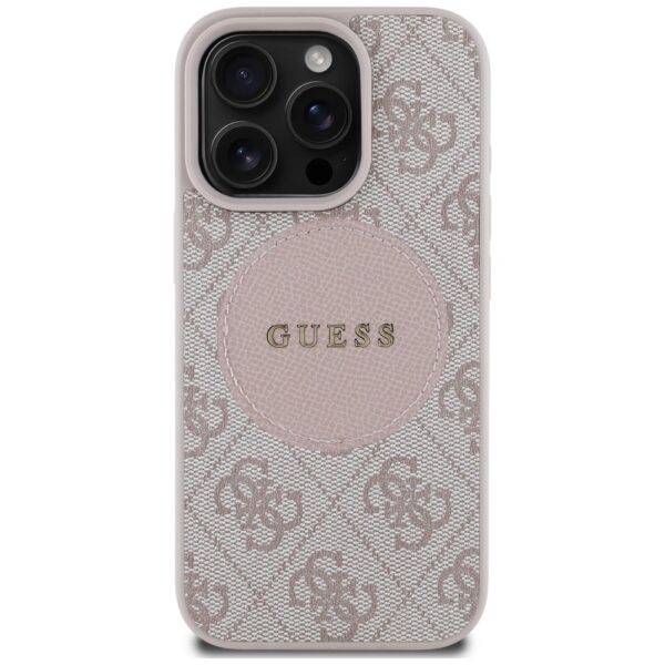Guess HC MagSafe PU 4G Circle with Classic Logo case for iPhone 16 Pro Pink