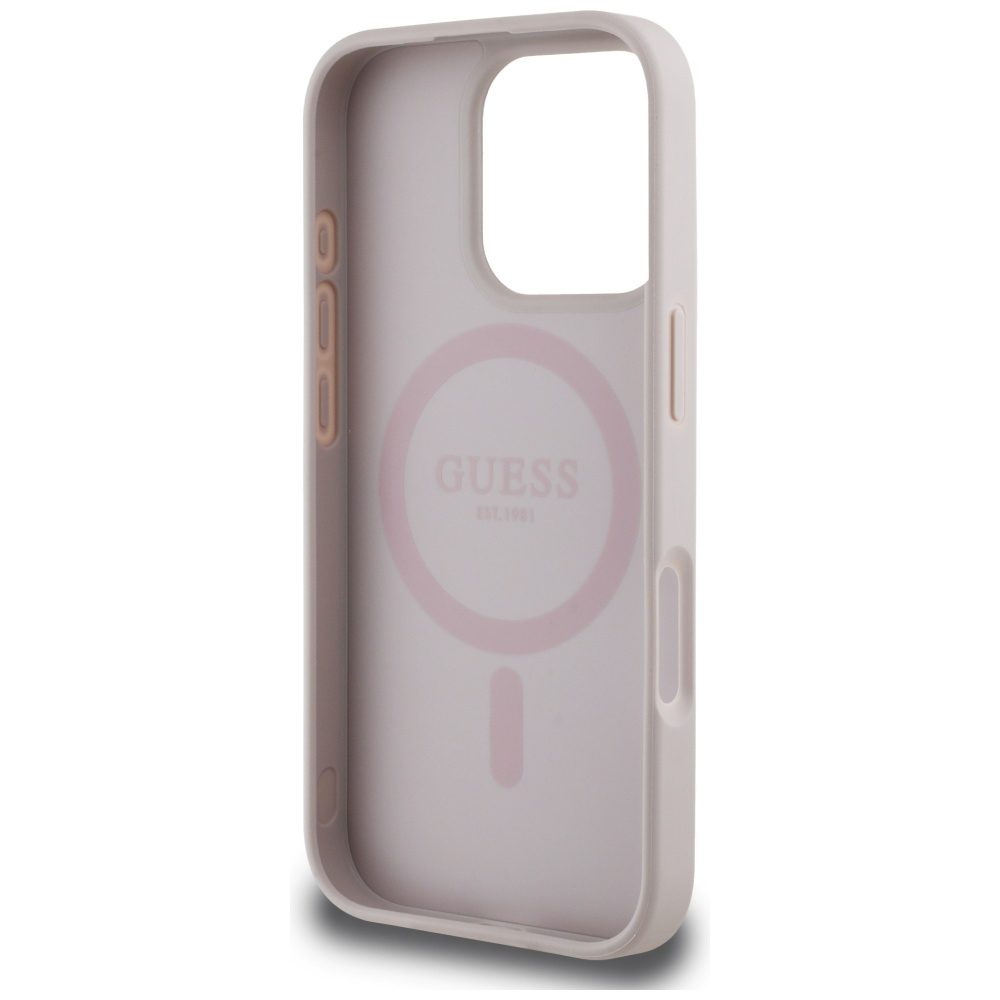 Guess HC MagSafe PU 4G Circle with Classic Logo case for iPhone 16 Pro Max Pink