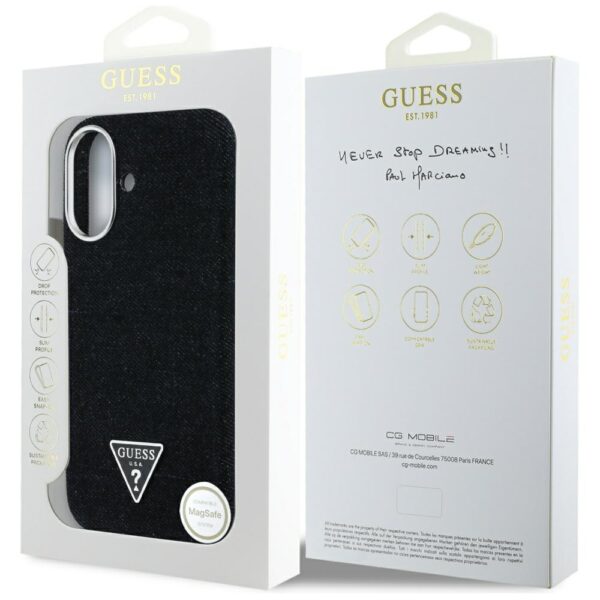 448548_oryg Guess HC MagSafe FW Denim Triangle Logo Case for iPhone 16 Black