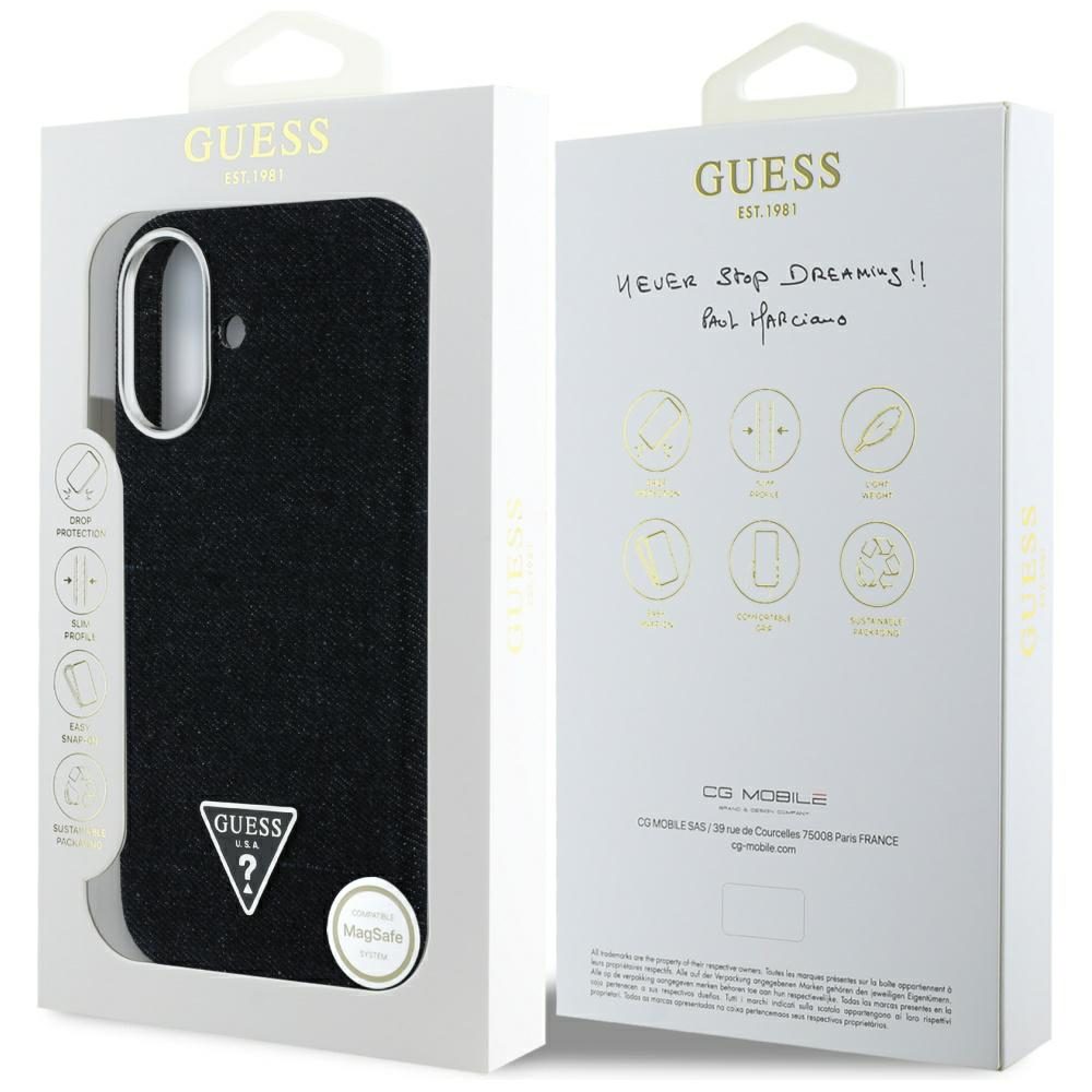 448548_oryg Guess HC MagSafe FW Denim Triangle Logo Case for iPhone 16 Black