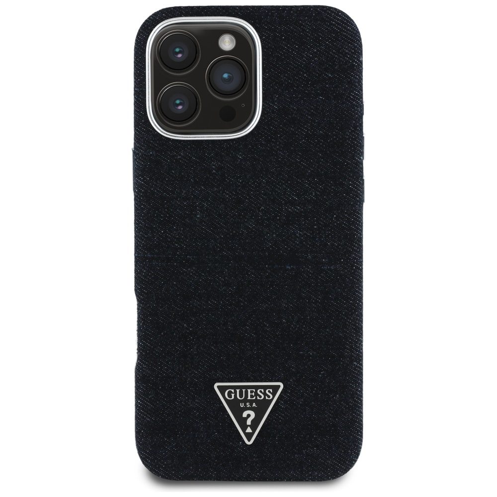 448551_oryg Guess HC MagSafe FW Denim Triangle Logo Case for iPhone 16 Pro Black