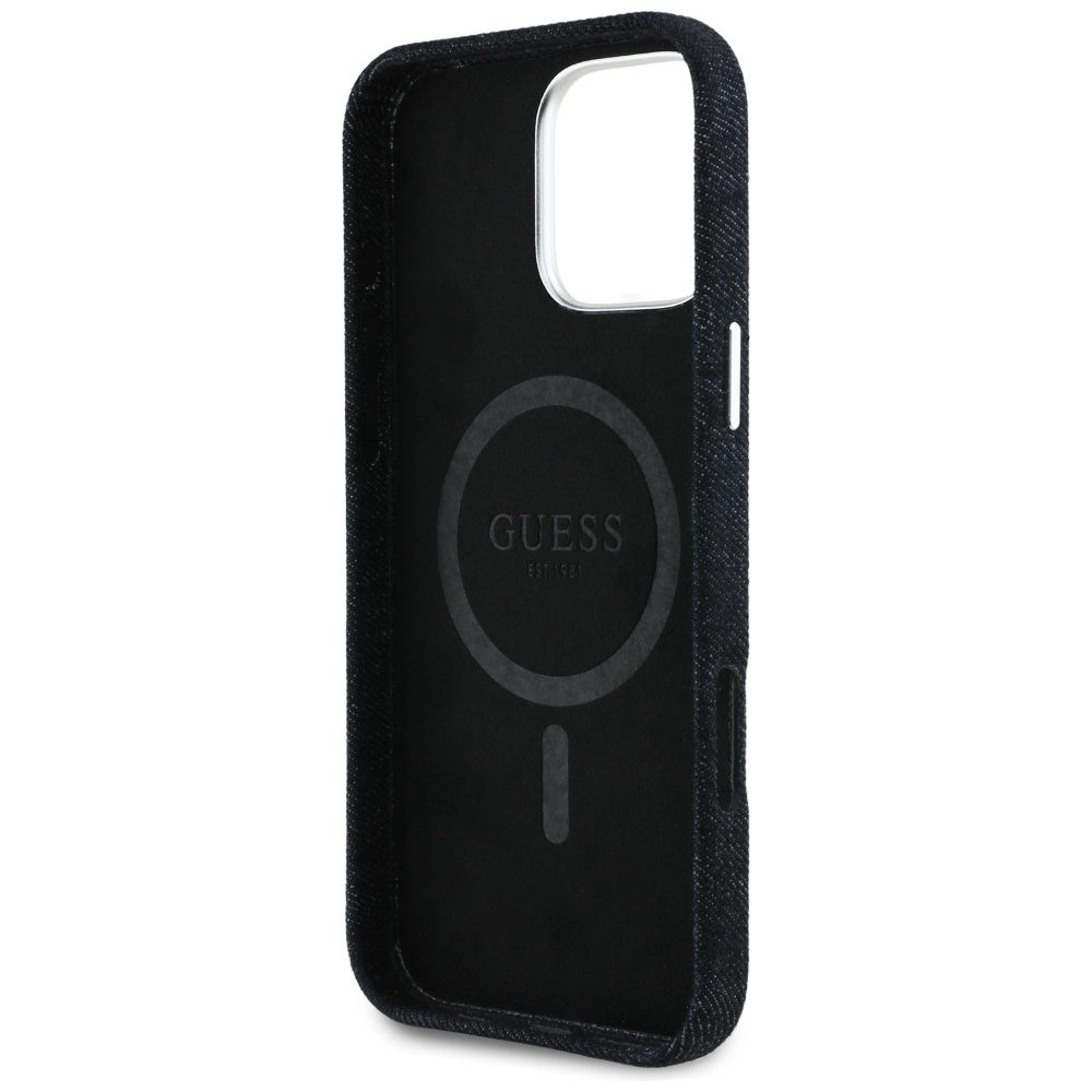 448555_oryg Guess HC MagSafe FW Denim Triangle Logo Case for iPhone 16 Pro Black