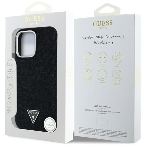 448556_oryg Guess HC MagSafe FW Denim Triangle Logo Case for iPhone 16 Pro Black