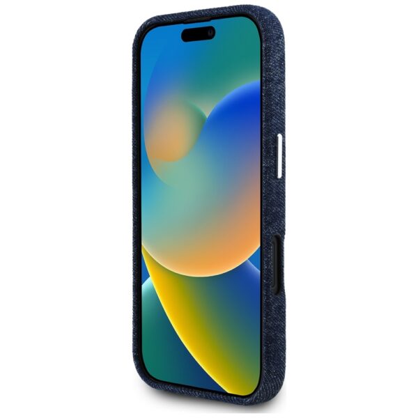 448569_oryg Guess HC MagSafe FW Denim Triangle Logo Case for iPhone 16 Blue