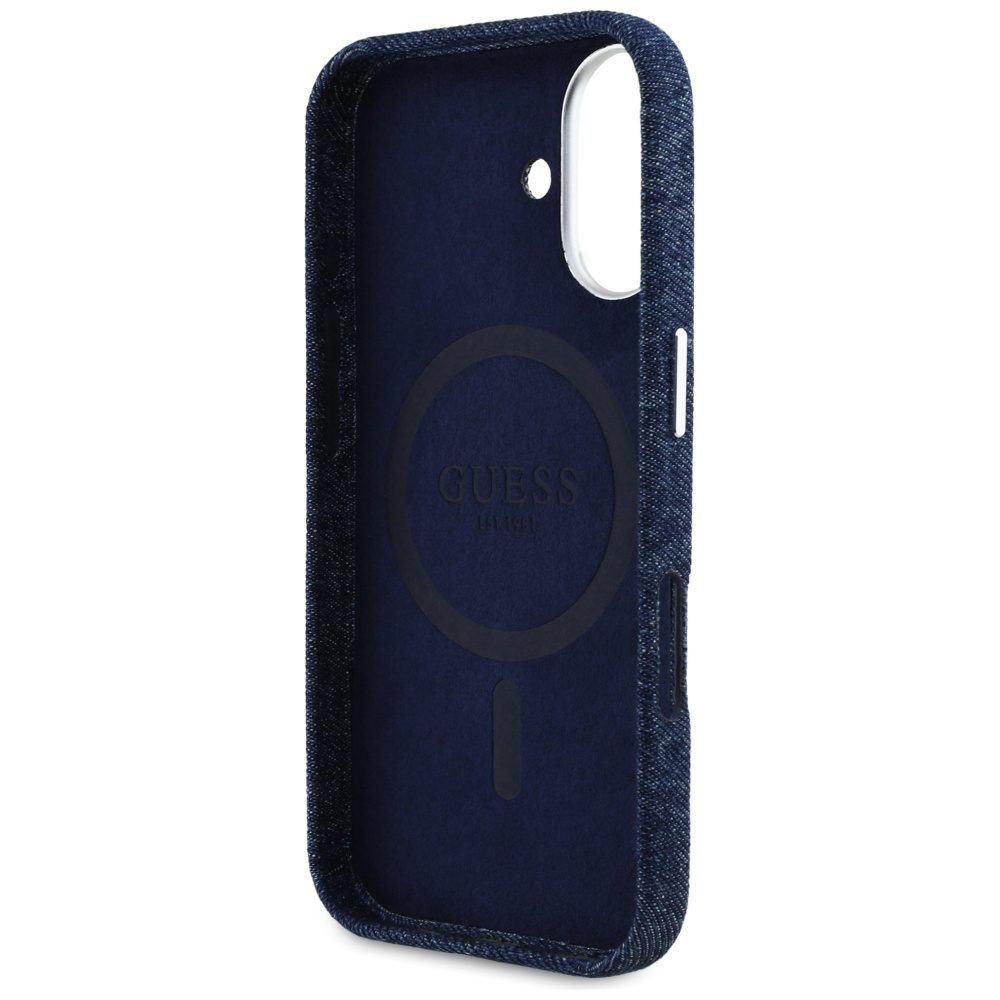 448571_oryg Guess HC MagSafe FW Denim Triangle Logo Case for iPhone 16 Blue