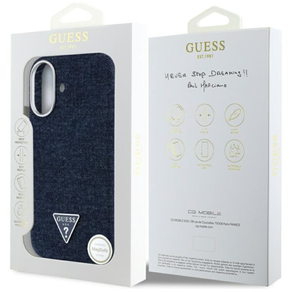 448572_oryg Guess HC MagSafe FW Denim Triangle Logo Case for iPhone 16 Blue