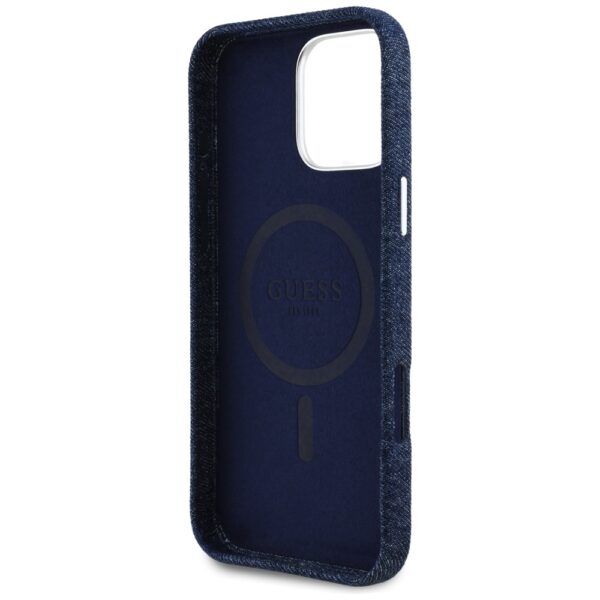 448579_oryg Guess HC MagSafe FW Denim Triangle Logo Case for iPhone 16 Pro Blue