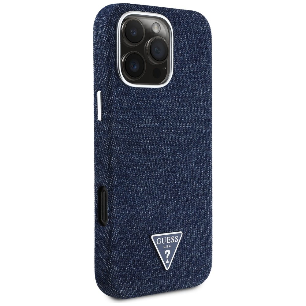 448584_oryg Guess HC MagSafe FW Denim Triangle Logo Case for iPhone 16 Pro Max Blue