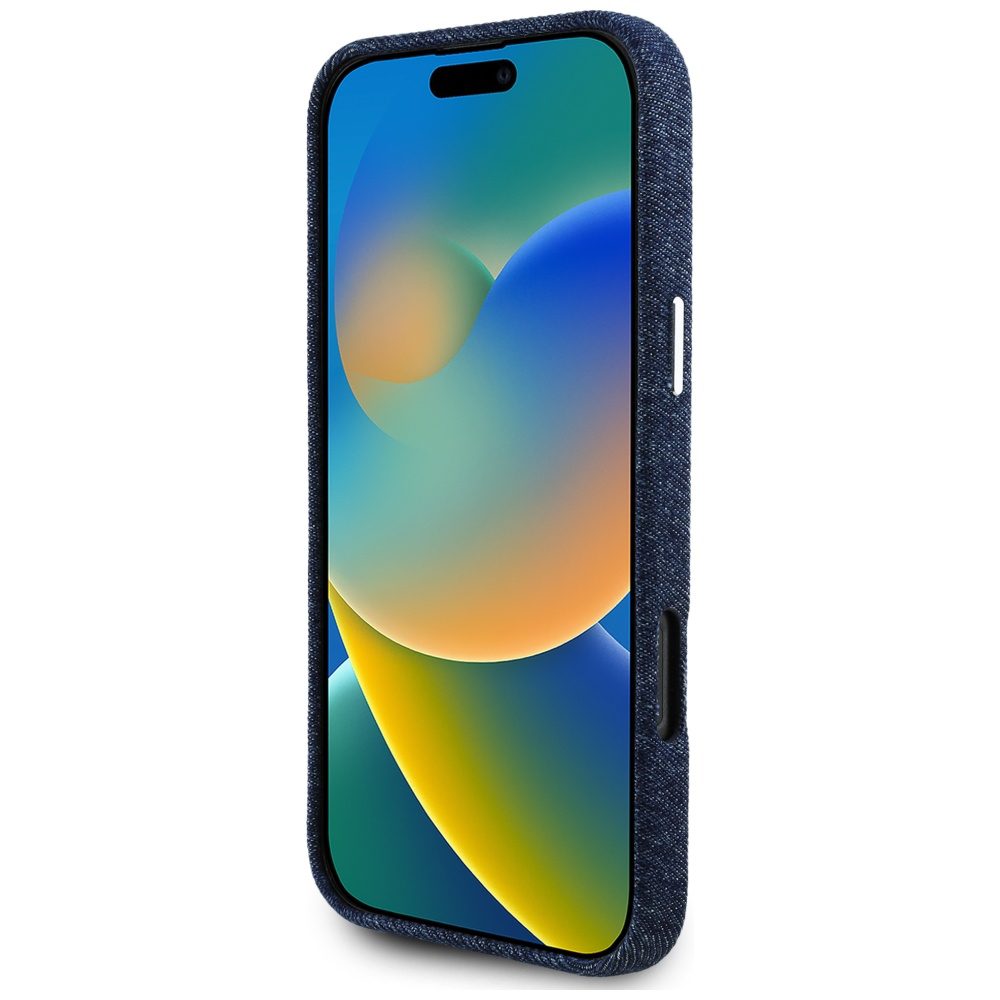 448585_oryg Guess HC MagSafe FW Denim Triangle Logo Case for iPhone 16 Pro Max Blue