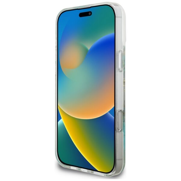 Guess HC MagSafe Resin Flowers and Glitter case for iPhone 16 Pro Turquoise