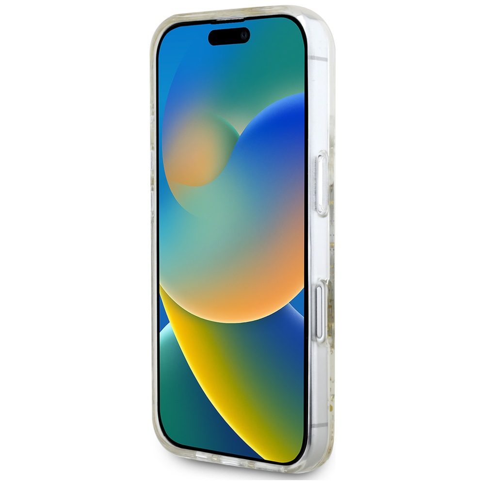 Guess HC MagSafe Resin Flowers and Glitter case for iPhone 16 Beige