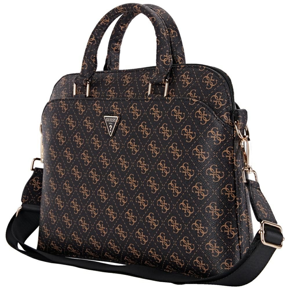 Guess Computer Bag New 4G Zipper Pocket & Triangle Logo for 15" Laptop Black