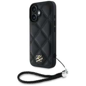 Karl Lagerfeld HC Quilted PU Initial Logo & Chain Strap case for iPhone 16 Black