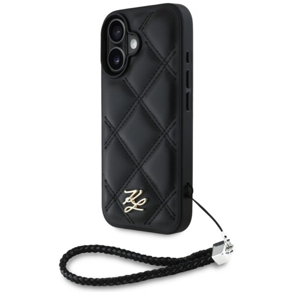 Karl Lagerfeld HC Quilted PU Initial Logo & Chain Strap case for iPhone 16 Black