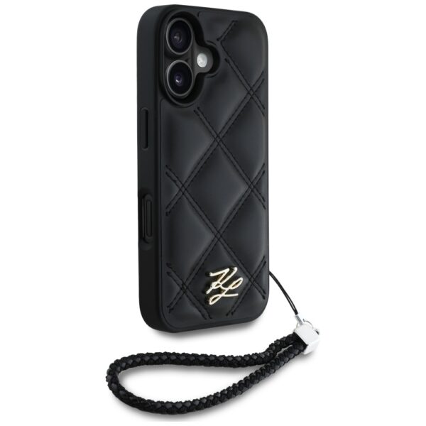 Karl Lagerfeld HC Quilted PU Initial Logo & Chain Strap case for iPhone 16 Black