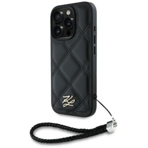 Karl Lagerfeld HC Quilted PU Initial Logo & Chain Strap case for iPhone 16 Pro Black