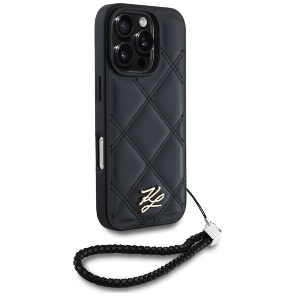 Karl Lagerfeld HC Quilted PU Initial Logo & Chain Strap case for iPhone 16 Pro Black