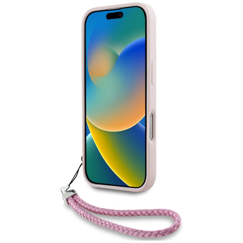 Karl Lagerfeld HC Quilted PU Initial Logo & Chain Strap case for iPhone 16 Pink