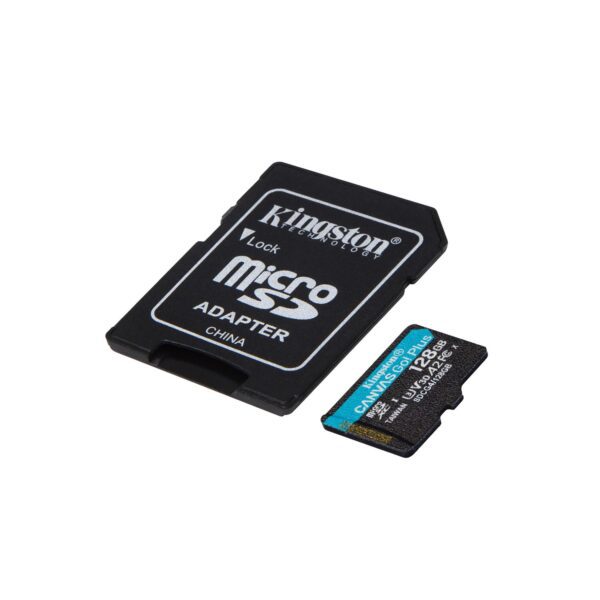 Kingston memory card 128GB microSDXC Canvas Go Plus Gen4 200MB/s A2 U3 V30 + adapter