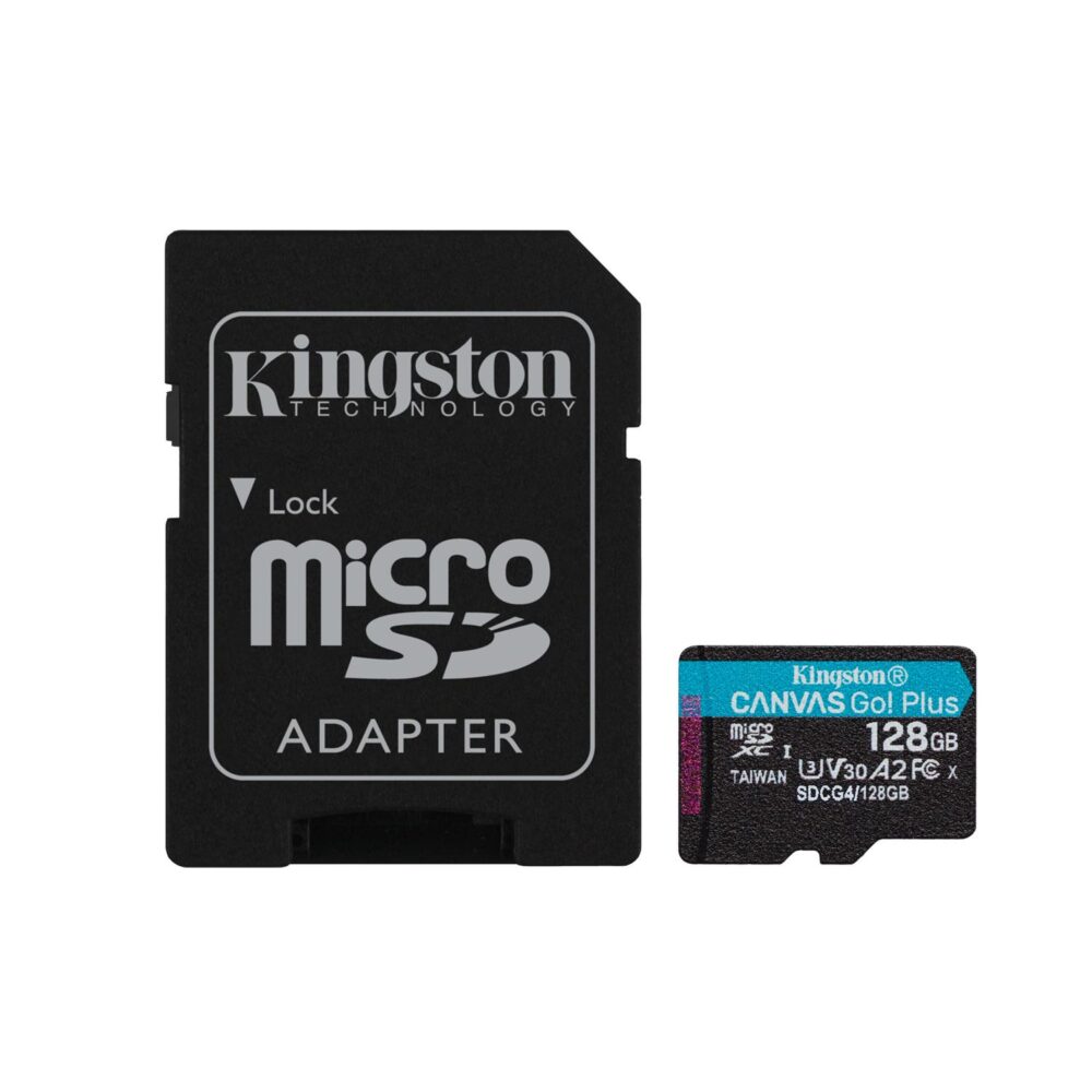 449735_oryg Kingston memory card 128GB microSDXC Canvas Go Plus Gen4 200MB/s A2 U3 V30 + adapter