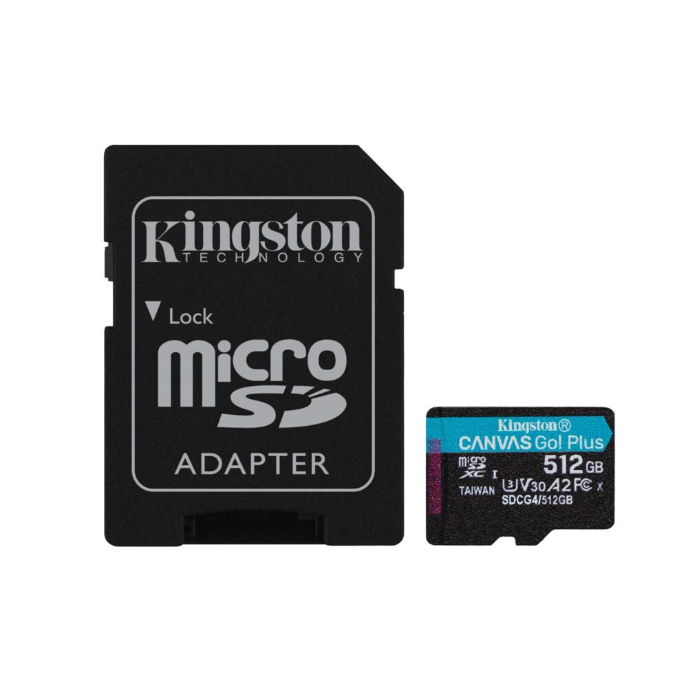 449745_oryg Kingston memory card 512GB microSDXC Canvas Go Plus Gen4 200MB/s A2 U3 V30 + adapter