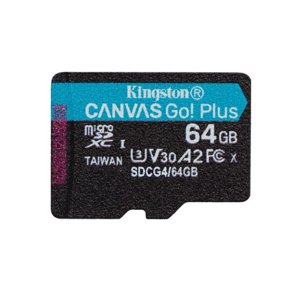 Kingston memory card 64GB microSDXC Canvas Go Plus Gen4 200MB/s A2 U3 V30