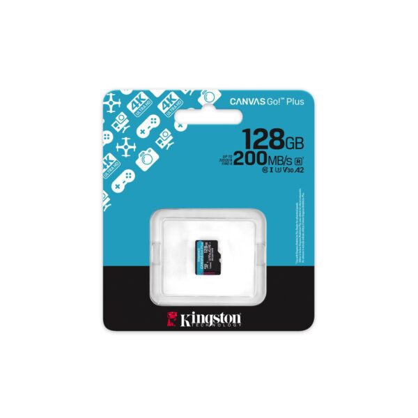 Kingston memory card 128GB microSDXC Canvas Go Plus Gen4 200MB/s A2 U3 V30