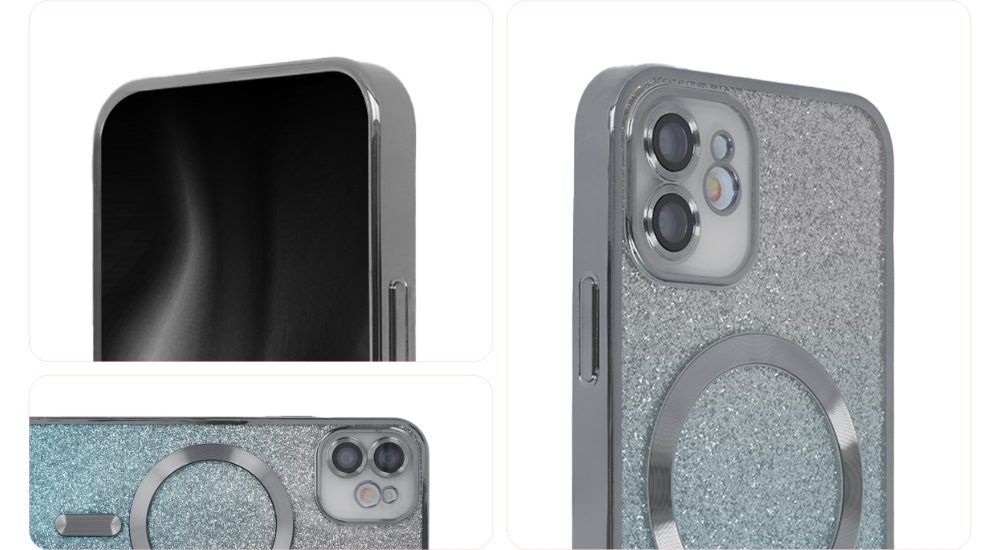 SparkleFlex Mag Case for iPhone 15 Plus 6,7" silver gradient