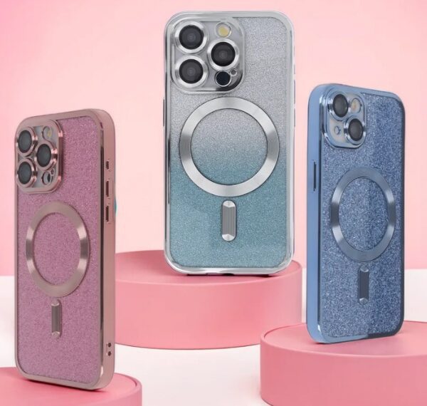 SparkleFlex Mag Case for iPhone 15 Plus 6,7" silver gradient