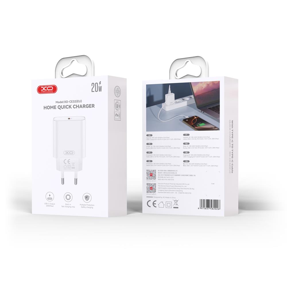 452288_oryg XO wall charger CE32 PD 20W 1x USB-C white