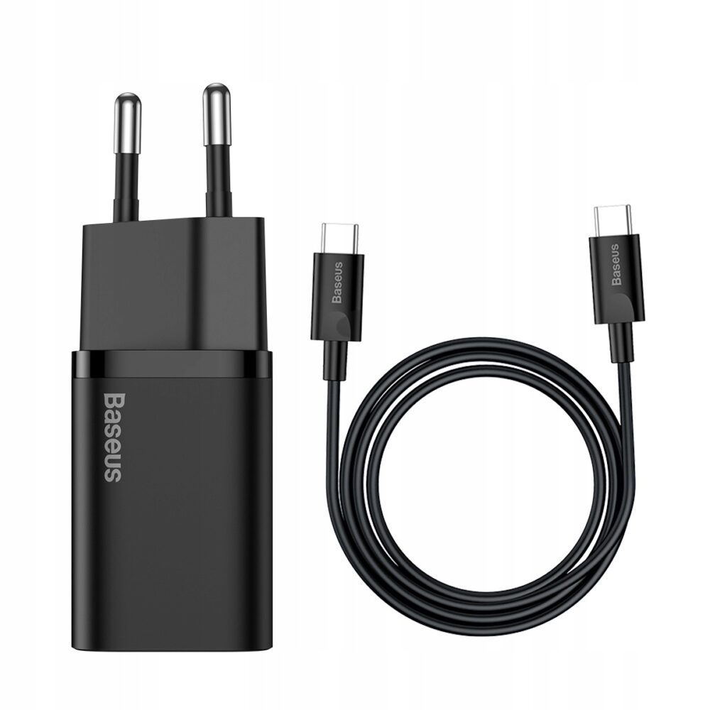 Baseus wall charger Super Si PD 25W 1x USBC black + USB-C - USB-C cable