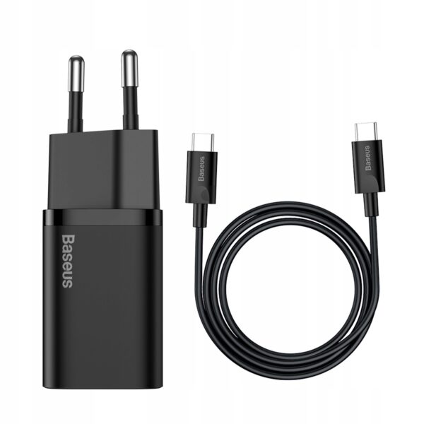 Baseus wall charger Super Si PD 25W 1x USBC black + USB-C - USB-C cable