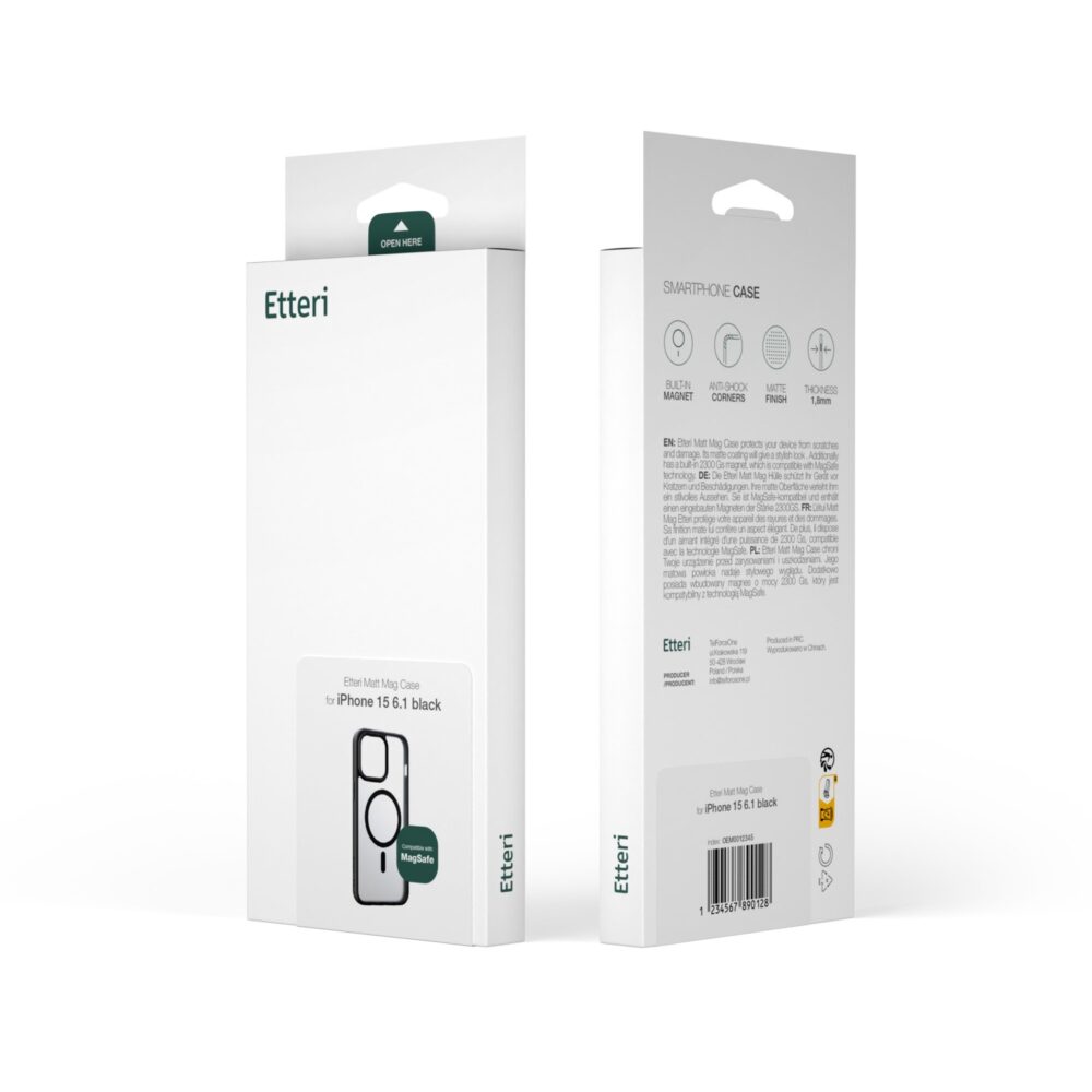 Etteri Matt Mag case for iPhone 15 6,1" black
