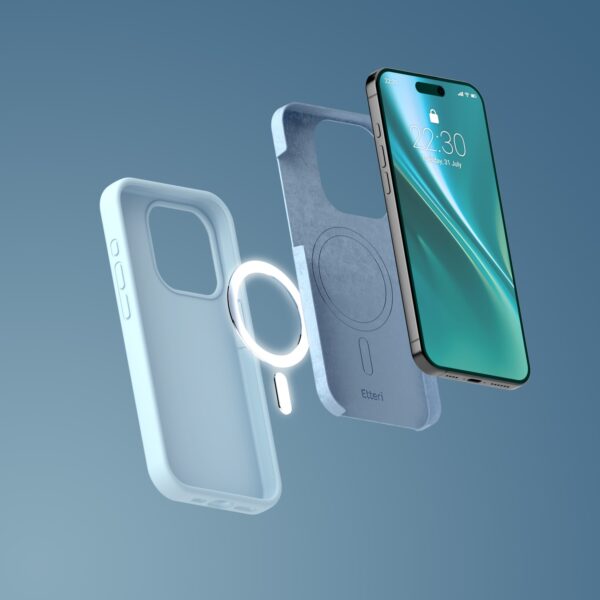 Etteri Silicone Mag case for iPhone 12 / 12 Pro 6,1" light blue