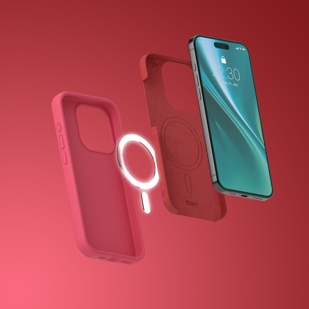 Etteri Silicone Mag case for iPhone 14 6,1" raspberry