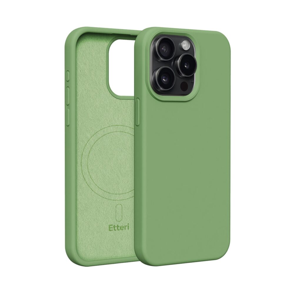 454136_oryg Etteri Silicone Mag case for iPhone 15 Pro 6,1" light green